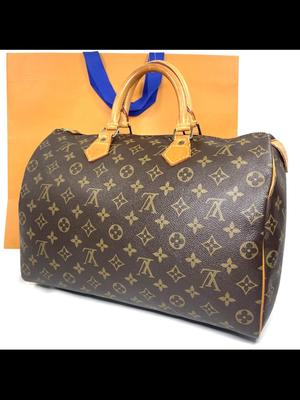 Louis Vuitton Monogram Canvas Speedy Satchel in Brown and Tan